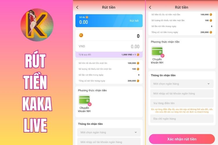 Hướng dẫn rút tiền Kaka Live đơn giản nhất